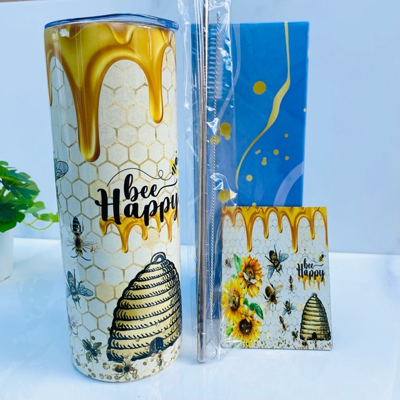 Bee Sunflower Tumbler, Bee Happy Tumbler, Queen Bee Tumbler, Bee Gifts for Woman - Picture 6 of 6